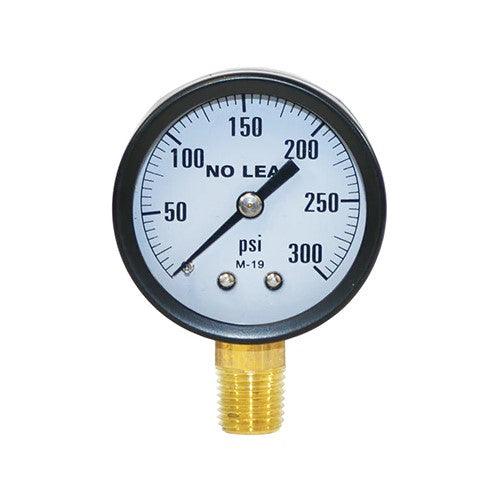 0-300 LB. PRESSURE GAUGE  - NO LEAD,   CAN BE USED FOR AIR, WATER, STEAM, AND OTHER PRESSURE APPLICATIONS.
