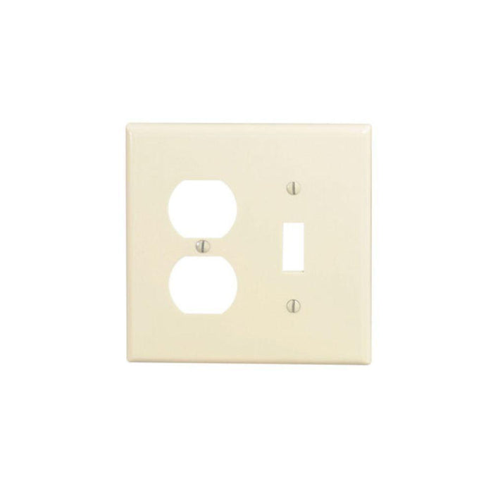 80505-I Leviton 2-Gang 1-Toggle 1-Duplex Device Combination Wallplate/Faceplate, Midway Size, Thermoset, Device Mount - Ivory