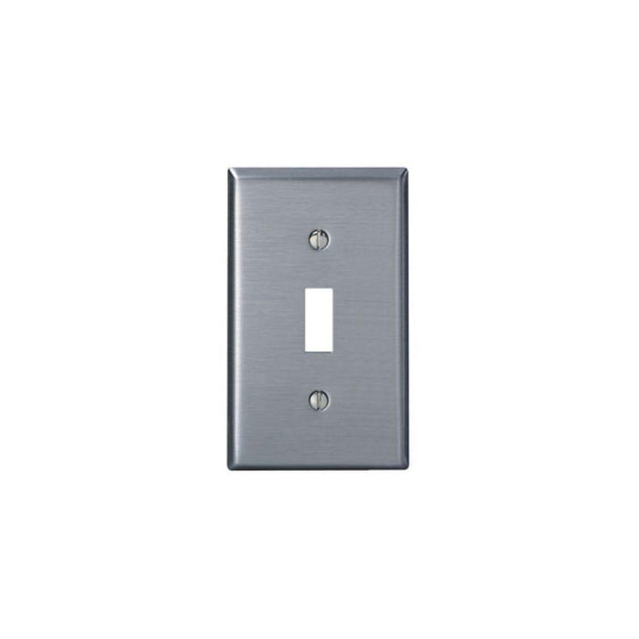 84001 Leviton 1-Gang Toggle Device Switch Wallplate, Standard Size, 430 Stainless Steel, Device Mount - Stainless Steel