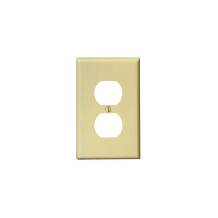 PJ8-I Leviton 1-Gang Duplex Device Receptacle Wallplate, Midway Size, Thermoplastic Nylon, Device Mount - Ivory