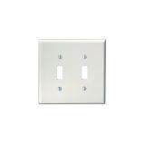 80509-W Leviton 2-Gang Toggle Device Switch Wallplate, Midway Size, Thermoset, Device Mount - White