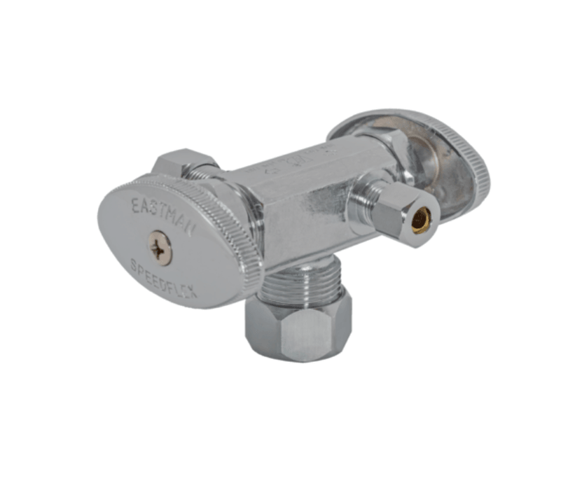 5/8" OD X 3/8" OD X 3/8" OD DOUBLE HANDLE ANGLE STOP VALVE