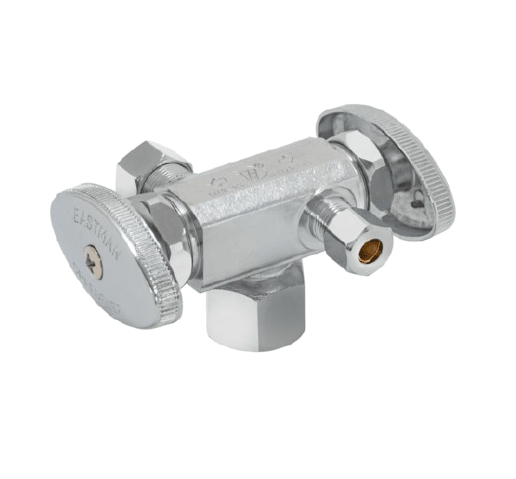 04423LF - MULTI-TURN DUAL HANDLE STOP VALVE 1/2"FIP X 3/8"OD X 1/4"OD - American Copper & Brass - EZFLOIN761 VALVE STOPS