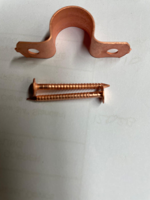 A440-1/2 - 12THS-CWN C & S Manufacturing Strap, Two Hole, Copper Plated, 1-1/2", with Nails - American Copper & Brass - C & S MANUFACTURING CORP HANGERS