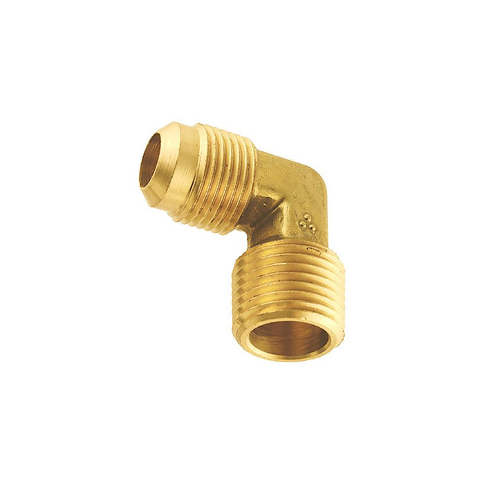 A49EE - LE1-66 United Brass 3/8" OD X 3/8" MIP Brass Elbow - American Copper & Brass - UNITED BRASS MFG INC BRASS FITTINGS