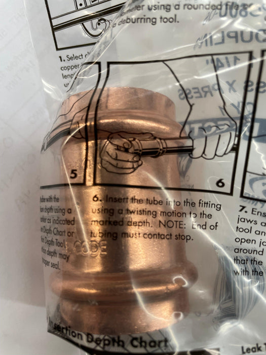 PC600DS-Q - 1-1_4" COUPLING W_STOP - PRESS - American Copper & Brass - NIBCOPV191 PRESS FITTINGS