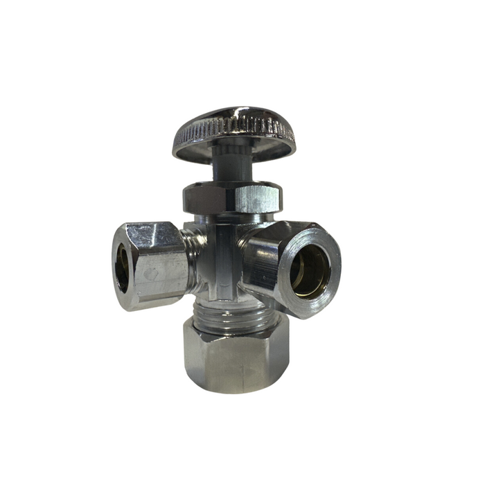 114-404NL Legend Valve & Fitting 5/8" OD X 3/8" OD x 3/8" OD T-587NL No Lead Chrome Brass Multi-Turn Dual Outlet Valve (CR1901)