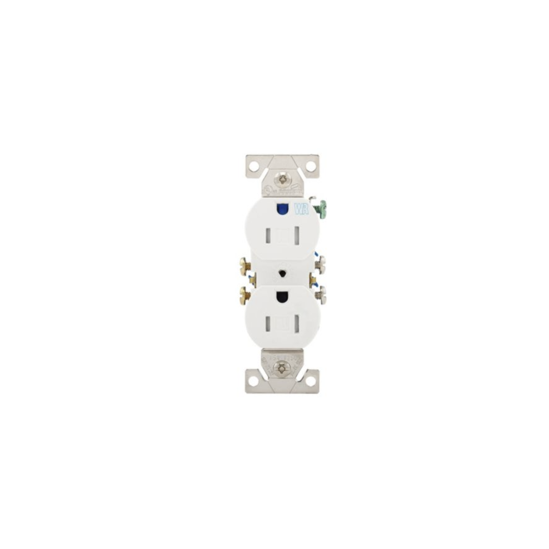 WHITE 15 AMP, 2 POLE DUPLEX RECEPTICAL - Tamper- and Waterproof ...
