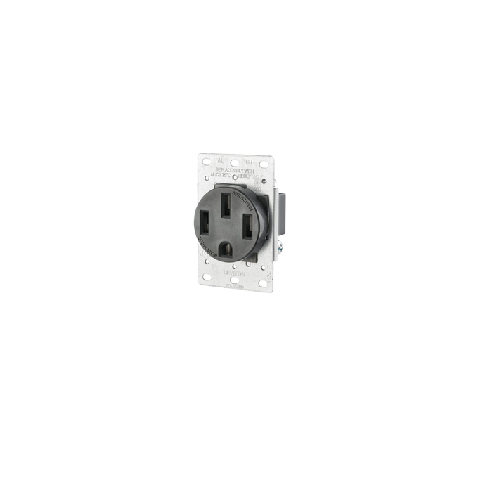 279-S00 Leviton 50 Amp, 125/250 Volt, NEMA 14-50R, 3P, 4W, Flush MTG Receptacle - Black