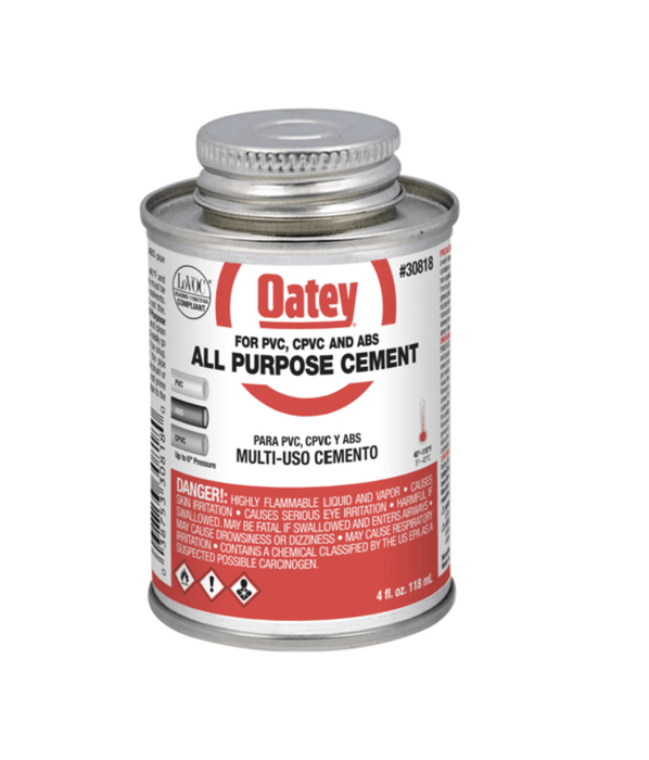 A3081-4 - 30818 OATEY All-Purpose ABS, PVC and CPVC Clear Cement, 4 oz. - American Copper & Brass - OATEY S.C.S. CHEMICALS
