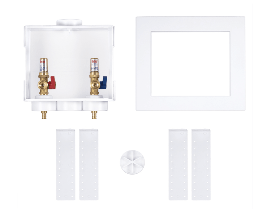 38542 - 38542 OATEY Quadtro, 1/4" Turn, F1807 PEX, Hammer Arrestors, Washing Machine Outlet Box – Standard Pack - American Copper & Brass - OATEY S.C.S. UTILITY BOXES