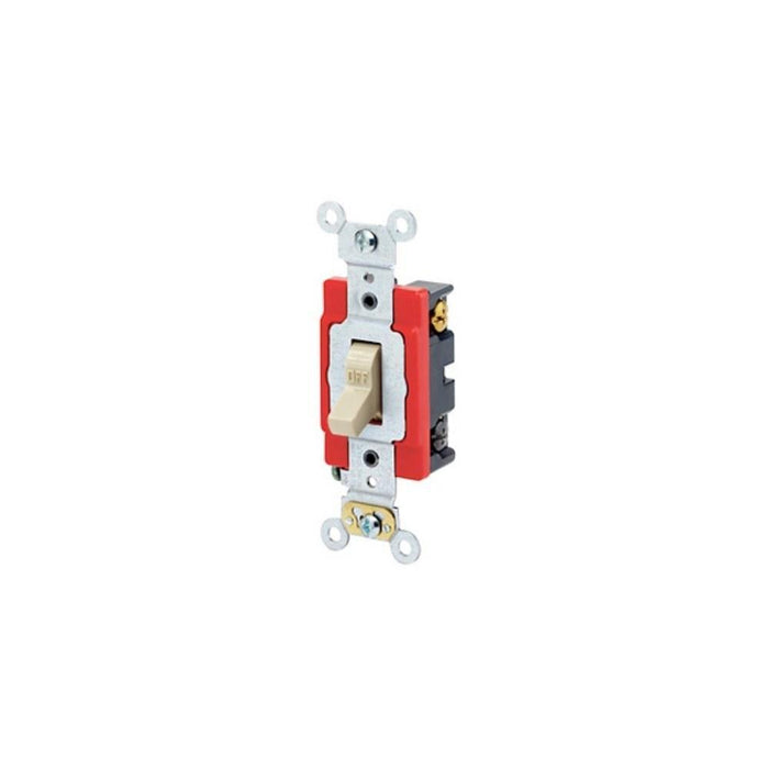 1224-2I Leviton 20 Amp, 120/277 Volt, Toggle 4-Way AC Quiet Switch, Extra Heavy Duty Spec Grade, Self Grounding, Back & Side Wired - Ivory