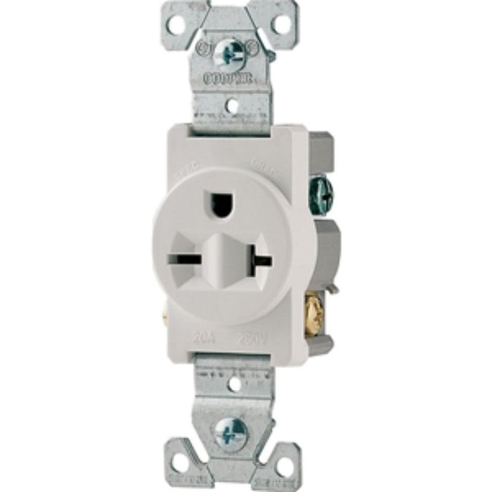 1876W - 20AMP 250V WHITE SINGLE RECEPTACLE - American Copper & Brass - ORGILL INC LIGHTING AND LIGHTING CONTROLS