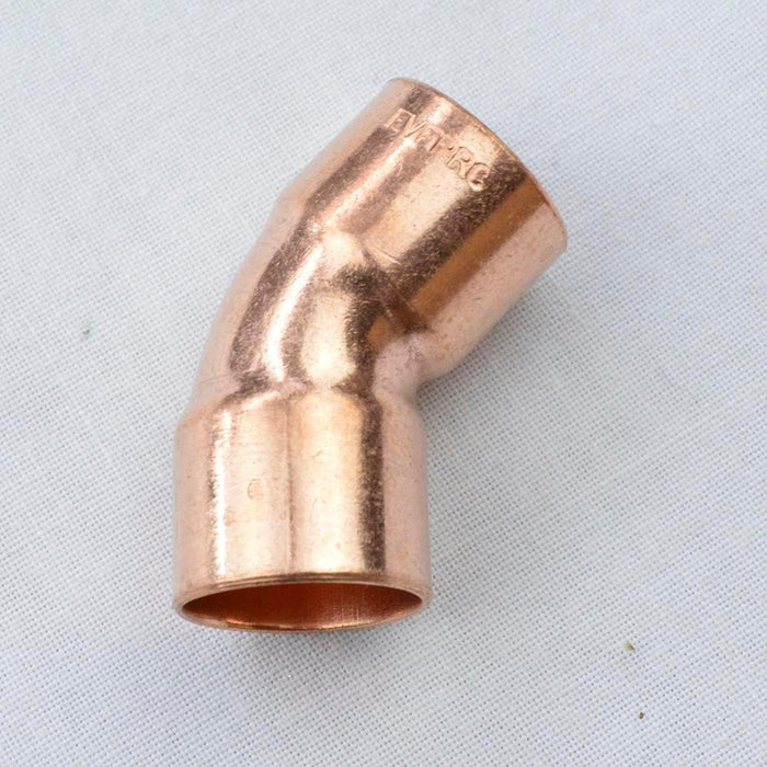 206-F - CCLF0012 Everflow 1/2" Wrot Copper 45° Elbow - American Copper & Brass - EVERFLOW SUPPLIES INC IMPORT SWEAT FITTINGS
