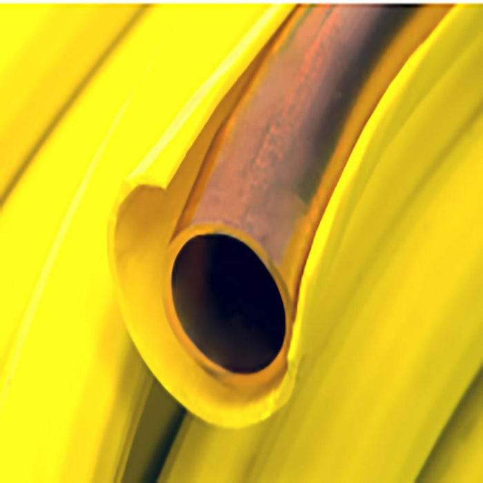 14L60P - 1/4" X 60' Copper Gas Line - Yellow, Type L, PE Coated Coil - American Copper & Brass - CAMBRIDGE-LEE IND LLC Inventory Blowout