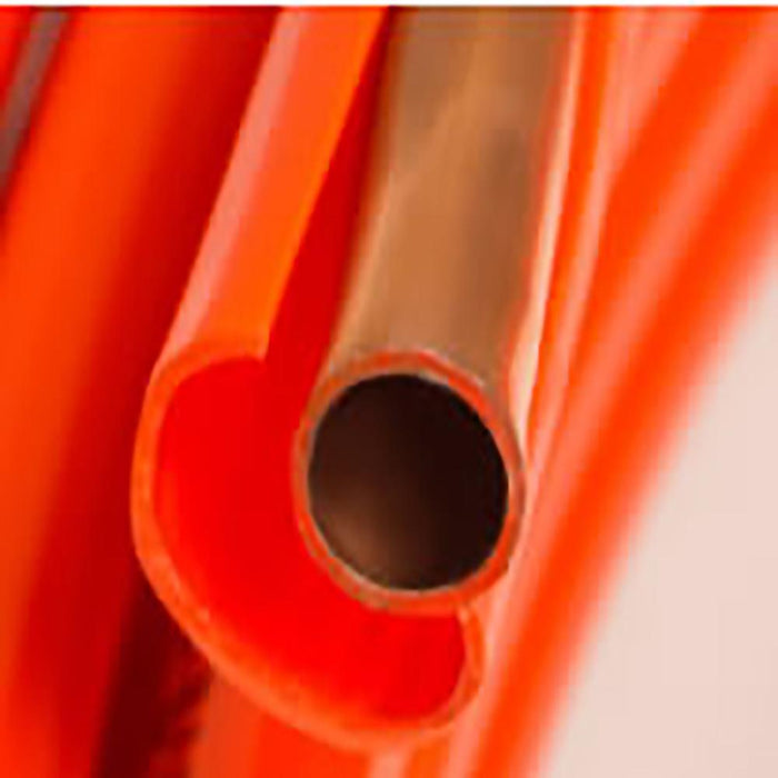 Orange 3/8" OD Refrigeration Coated Copper Tubing for Fuel Oil - 100' Coil