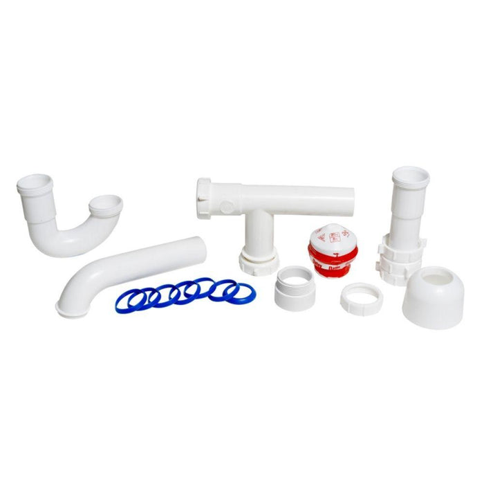 39239 OATEY Sure-Vent® 1.5" 20 Branch, 8 Stack DFU Air Admittance Valve Installation Kit 1-1/2" P-trap, 6" extension tube, PVC threaded adapter & deep box flange