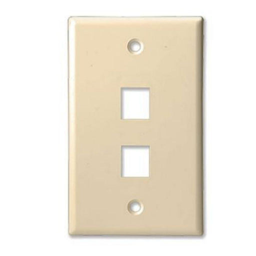 41080-2IP - 2 PORT- KEYSTONE WALL PLATE- STANDARD SINGLE GANG, UL - IVORY - American Copper & Brass - STRUCTURED CABLE PRODUCT DATACOM
