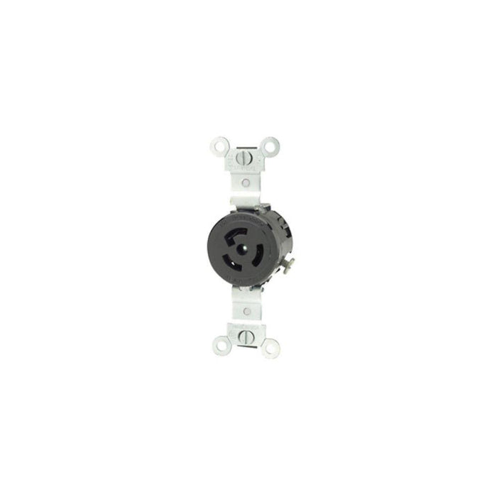 4710 - 4710 Leviton 15 Amp, 125 Volt, NEMA L5-15R, 2P, 3W, Single Locking Receptacle, Industrial Grade, Grounding - Black - American Copper & Brass - LEVITON INC WIRING DEVICES