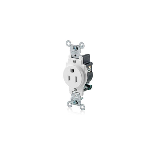 5015W - 5015-W Leviton Single Receptacle Outlet, 15 Amp, 125 Volt, Side Wire, NEMA 5-15R, 2-Pole, 3-Wire, Grounding - White - American Copper & Brass - LEVITON INC WIRING DEVICES