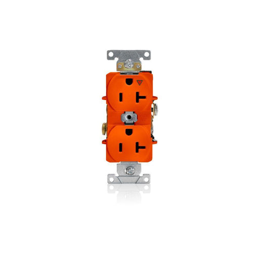 5362-IG - 5362-IG Leviton Isolated Ground Duplex Receptacle Outlet, 20 Amp, 125 Volt, Back and Side Wire, NEMA 5-20R, 2-Pole, 3-Wire, Self-Grounding - Orange - American Copper & Brass - LEVITON INC WIRING DEVICES