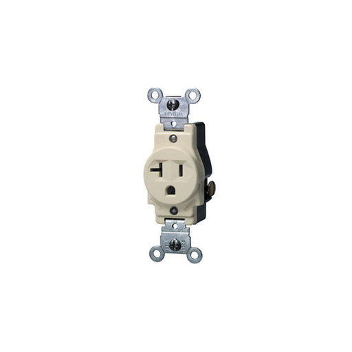 5801I - 5801-I Leviton Single Receptacle Outlet, 20 Amp, 125 Volt, Side Wire, NEMA 5-20R, 2-Pole, 3-Wire, Grounding - Ivory - American Copper & Brass - LEVITON INC WIRING DEVICES