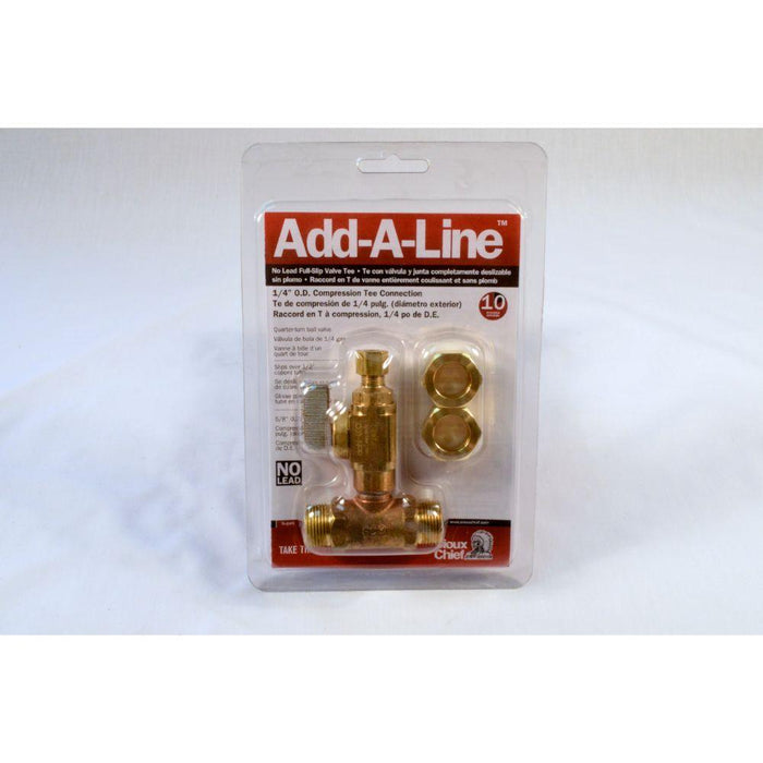 601-20CV - 601-G20CV Sioux Chief Add-A-Line No Lead Compression Trunk, Full Slip Valve Tee 5/8" O.D. COMP x 1/4" OD COMP - American Copper & Brass - SIOUX CHIEF MFG CO INC MISC PLUMBING PRODUCTS