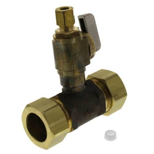 601-30CV - 601-G30CV Sioux Chief Add-A-Line No Lead Compression Trunk, Full Slip Valve Tee 7/8" O.D. COMP x 1/4" OD COMP - American Copper & Brass - SIOUX CHIEF MFG CO INC BRASS FITTINGS