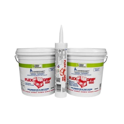 HARDCAST® Flex-Grip™ 550 Indoor/Outdoor Water Based Duct Sealant. Multiple sizes shown.