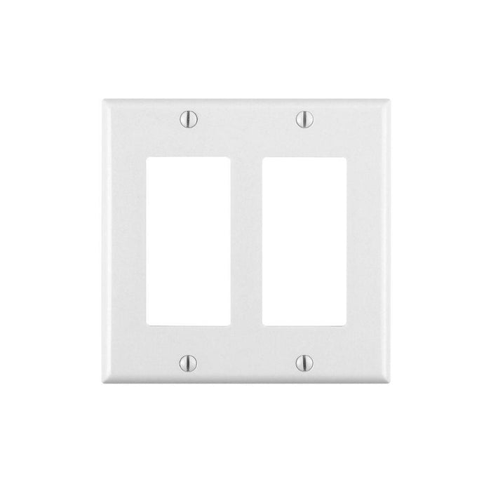 80409W - 80409-W Leviton 2-Gang Decora/GFCI Device Decora Wallplate/Faceplate, Standard Size, Thermoset, Device Mount - White - American Copper & Brass - LEVITON INC ELECTRICAL BOXES AND COVERS