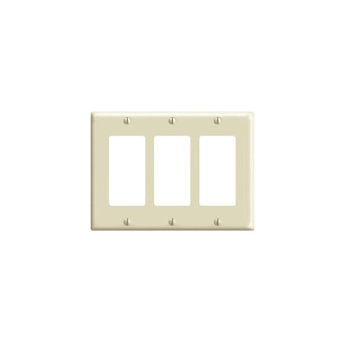 80411I - 80411I Leviton 3-Gang Decora/GFCI Device Decora Wallplate/Faceplate, Standard Size, Thermoset, Device Mount - Ivory - American Copper & Brass - LEVITON INC ELECTRICAL BOXES AND COVERS