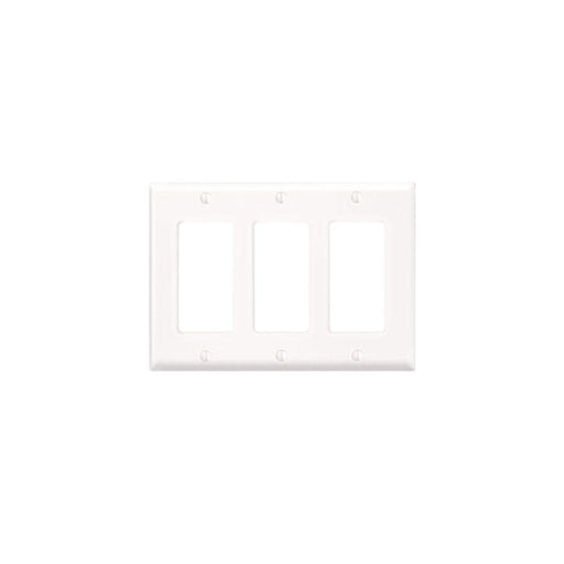 80411W - 80411-W Leviton 3-Gang Decora/GFCI Device Decora Wallplate/Faceplate, Standard Size, Thermoset, Device Mount - White - American Copper & Brass - LEVITON INC ELECTRICAL BOXES AND COVERS