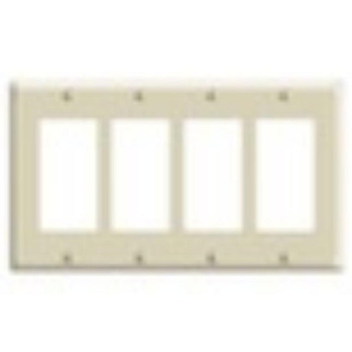 80412W - 80412-W Leviton 4-Gang Decora/GFCI Device Decora Wallplate/Faceplate, Standard Size, Thermoset, Device Mount - White - American Copper & Brass - LEVITON INC ELECTRICAL BOXES AND COVERS