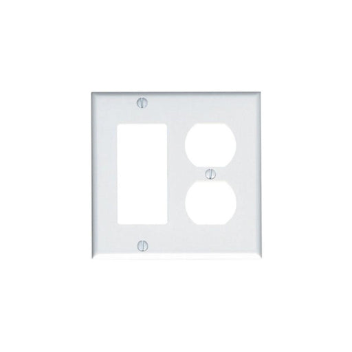 80455W - 80455-W Leviton 2-Gang 1-Duplex 1-Decora/GFCI Device Combination Wallplate, Standard Size, Thermoset, Device Mount - White - American Copper & Brass - LEVITON INC ELECTRICAL BOXES AND COVERS