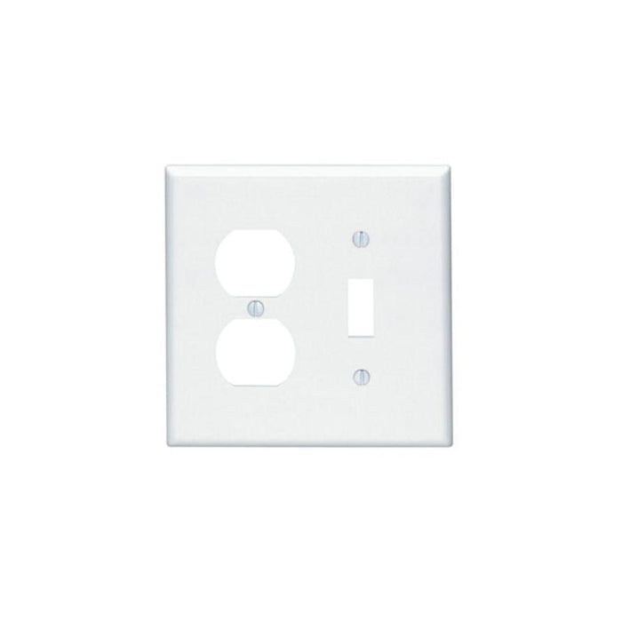 80505W - 80505-W Leviton 2-Gang 1-Toggle 1-Duplex Device Combination Wallplate/Faceplate, Midway Size, Thermoset, Device Mount - White - American Copper & Brass - LEVITON INC ELECTRICAL BOXES AND COVERS