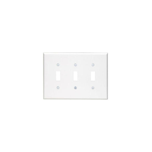 80511W - 80511W Leviton 3-Gang Toggle Device Switch Wallplate, Midway Size, Thermoset, Device Mount - White - American Copper & Brass - LEVITON INC ELECTRICAL BOXES AND COVERS