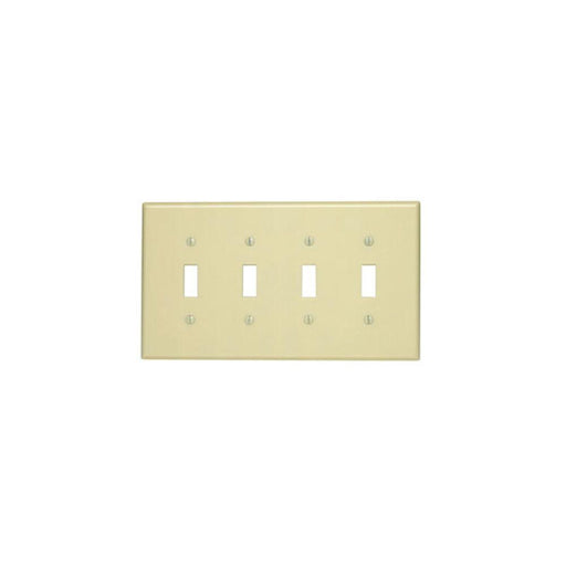 80512I - 80512-I Leviton 4-Gang Toggle Device Switch Wallplate, Midway Size, Thermoset, Device Mount - Ivory - American Copper & Brass - LEVITON INC ELECTRICAL BOXES AND COVERS