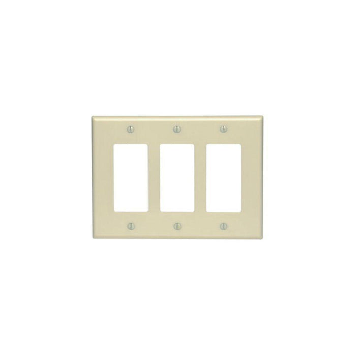 80611I - 80611-I Leviton 3-Gang Decora/GFCI Device Decora Wallplate/Faceplate, Midway Size, Thermoset, Device Mount - Ivory - American Copper & Brass - LEVITON INC ELECTRICAL BOXES AND COVERS