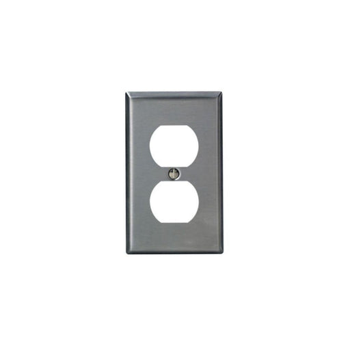 84003 - 84003 Leviton 1-Gang Duplex Device Receptacle Wallplate, Standard Size, 430 Stainless Steel, Device Mount - Stainless Steel - American Copper & Brass - LEVITON INC ELECTRICAL BOXES AND COVERS