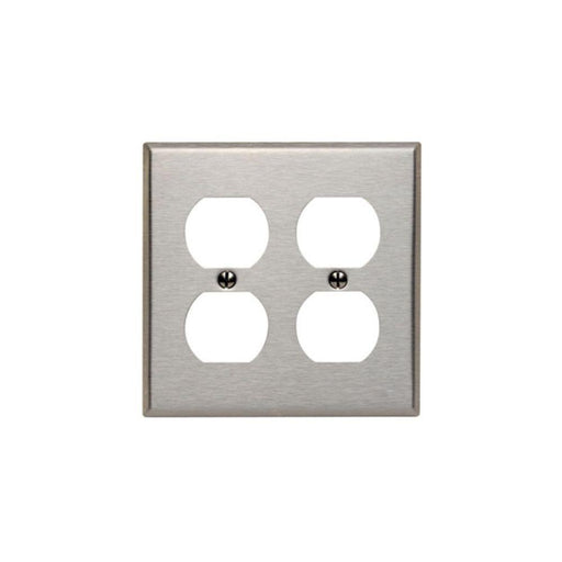 84016 - 84016 Leviton 2-Gang Duplex Device Receptacle Wallplate, Standard Size, 430 Stainless Steel, Device Mount - Stainless Steel - American Copper & Brass - LEVITON INC ELECTRICAL BOXES AND COVERS