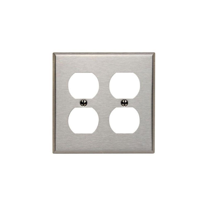 84016 - 84016 Leviton 2-Gang Duplex Device Receptacle Wallplate, Standard Size, 430 Stainless Steel, Device Mount - Stainless Steel - American Copper & Brass - LEVITON INC ELECTRICAL BOXES AND COVERS