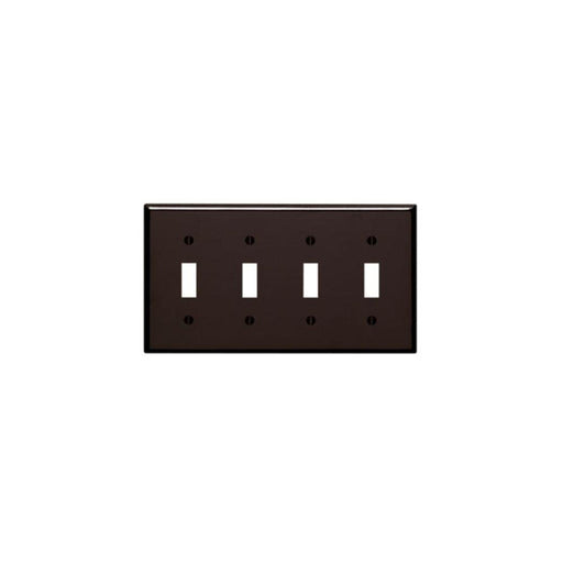 85012 - 85012 Leviton 4-Gang Toggle Device Switch Wallplate, Standard Size, Thermoset, Device Mount - Brown - American Copper & Brass - LEVITON INC Inventory Blowout