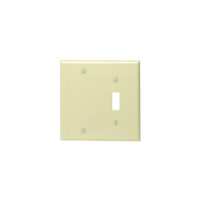 86006 - 86006 Leviton 2-Gang 1-Toggle 1-Blank Device Combination Wallplate, Standard Size, Thermoset, Box Mount - Ivory - American Copper & Brass - LEVITON INC ELECTRICAL BOXES AND COVERS