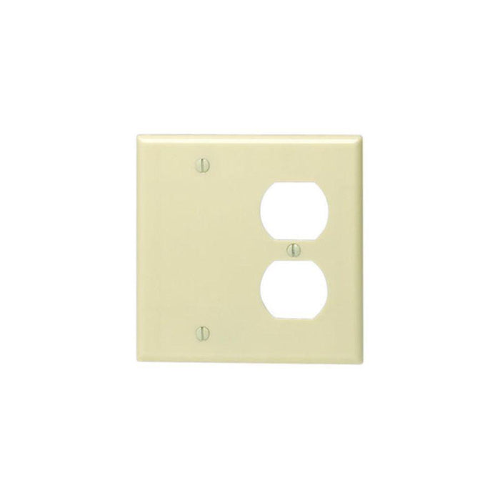 86008 - 86008 Leviton 2-Gang 1-Duplex 1-Blank Device Combination Wallplate, Standard Size, Thermoset, Box Mount - Ivory - American Copper & Brass - LEVITON INC ELECTRICAL BOXES AND COVERS