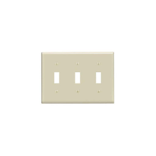 86011 - 86011 Leviton 3-Gang Toggle Device Switch Wallplate, Standard Size, Thermoset, Device Mount - Ivory - American Copper & Brass - LEVITON INC ELECTRICAL BOXES AND COVERS