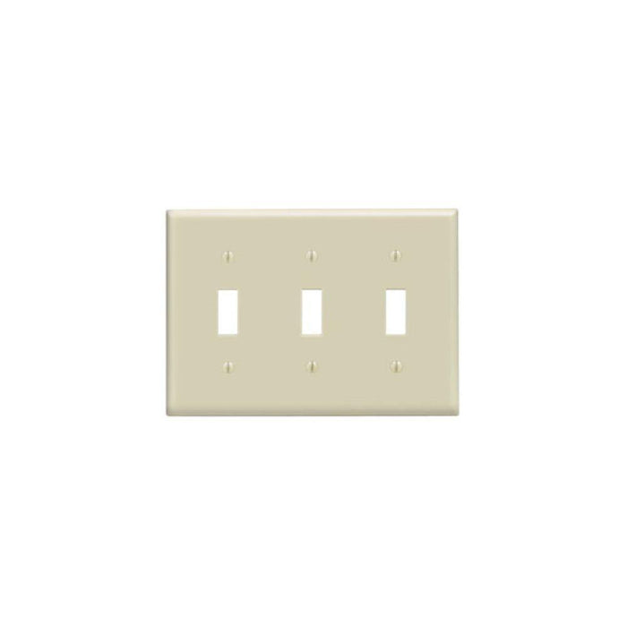86011 - 86011 Leviton 3-Gang Toggle Device Switch Wallplate, Standard Size, Thermoset, Device Mount - Ivory - American Copper & Brass - LEVITON INC ELECTRICAL BOXES AND COVERS