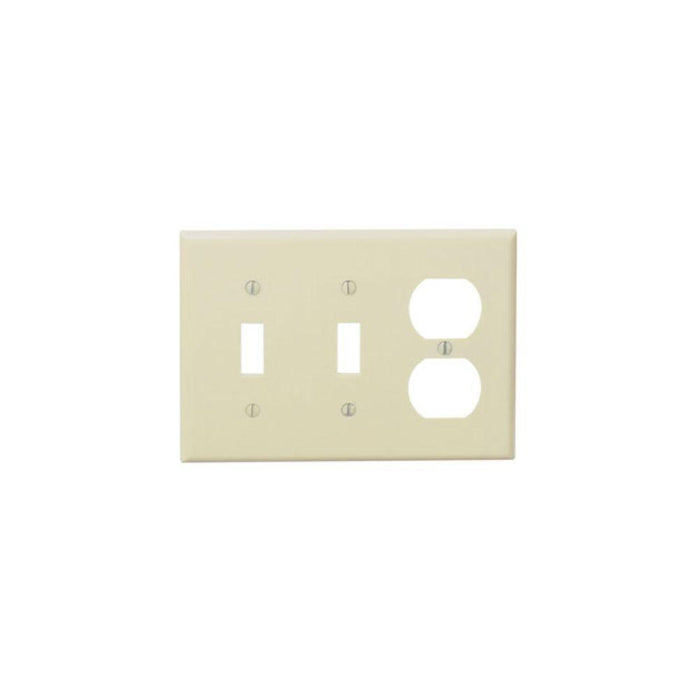 86021 - 86021 Leviton 3-Gang 2-Toggle 1-Duplex Device Combination Wallplate, Standard Size, Thermoset, Device Mount - Ivory - American Copper & Brass - LEVITON INC ELECTRICAL BOXES AND COVERS