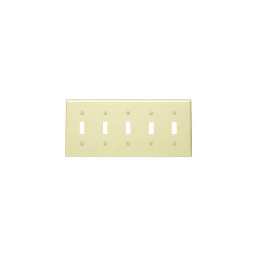 86023 - 86023 Leviton 5-Gang Toggle Device Switch Wallplate, Standard Size, Thermoset, Device Mount - Ivory - American Copper & Brass - LEVITON INC Inventory Blowout