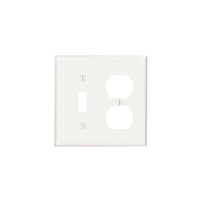 88005 - 88005 Leviton 2-Gang 1-Toggle 1-Duplex Device Combination Wallplate, Standard Size, Thermoset, Device Mount - White - American Copper & Brass - LEVITON INC ELECTRICAL BOXES AND COVERS