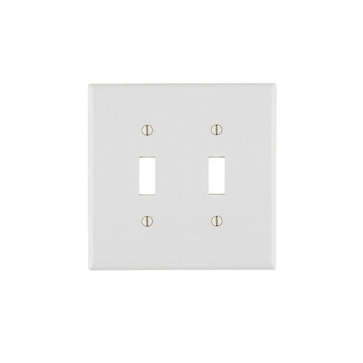 88009 - 88009 Leviton 2-Gang Toggle Device Switch Wallplate, Standard Size, Thermoset, Device Mount - White - American Copper & Brass - LEVITON INC ELECTRICAL BOXES AND COVERS